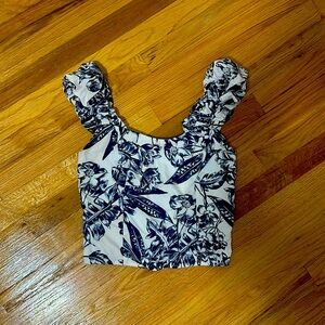 Abercrombie & Fitch Poplin Blue floral Top